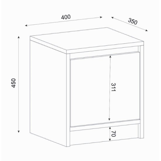 Κομοδίνο Conve Megapap χρώμα sapphire oak 40x35x45εκ.