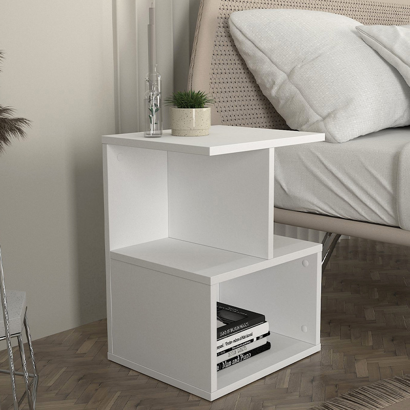 Κομοδίνο - Τραπεζάκι βοηθητικό Entiero Megapap χρώμα λευκό 39,8x35x54,6εκ.