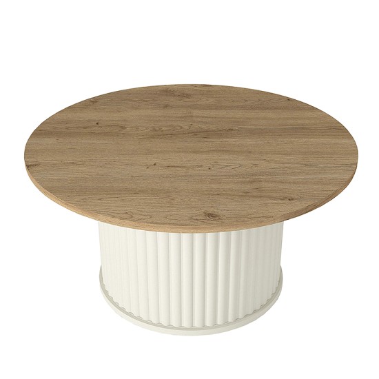 Τραπεζάκι σαλονιού Bohema Megapap χρώμα ivory - sepet oak Ø85x43,2εκ. Τραπεζάκι σαλονιού Bohema Megapap χρώμα ivory - sepet oak Ø85x43,2εκ.