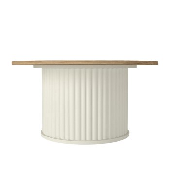 Τραπεζάκι σαλονιού Bohema Megapap χρώμα ivory - sepet oak Ø85x43,2εκ.