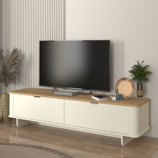 Έπιπλο τηλεόρασης Bohema Megapap χρώμα ivory - sepet oak 180x47x45,6εκ. Έπιπλο τηλεόρασης Bohema Megapap χρώμα ivory - sepet oak 180x47x45,6εκ.