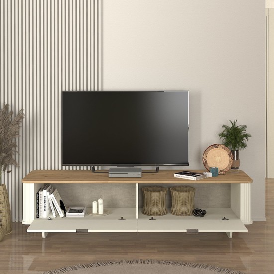 Έπιπλο τηλεόρασης Bohema Megapap χρώμα ivory - sepet oak 180x47x45,6εκ. Έπιπλο τηλεόρασης Bohema Megapap χρώμα ivory - sepet oak 180x47x45,6εκ.