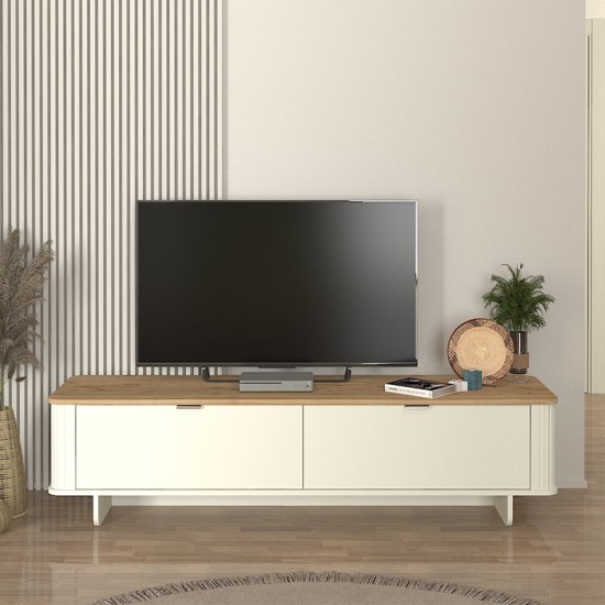 Έπιπλο τηλεόρασης Bohema Megapap χρώμα ivory - sepet oak 180x47x45,6εκ. Έπιπλο τηλεόρασης Bohema Megapap χρώμα ivory - sepet oak 180x47x45,6εκ.