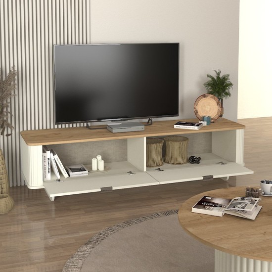 Έπιπλο τηλεόρασης Bohema Megapap χρώμα ivory - sepet oak 180x47x45,6εκ. Έπιπλο τηλεόρασης Bohema Megapap χρώμα ivory - sepet oak 180x47x45,6εκ.