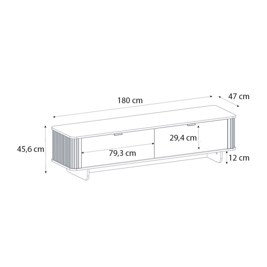 Έπιπλο τηλεόρασης Bohema Megapap χρώμα ivory - sepet oak 180x47x45,6εκ. Έπιπλο τηλεόρασης Bohema Megapap χρώμα ivory - sepet oak 180x47x45,6εκ.