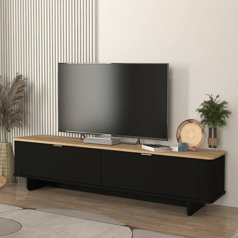 Έπιπλο τηλεόρασης Bohema Megapap χρώμα μαύρο - sepet oak 180x47x45,6εκ.