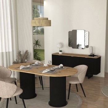 Τραπέζι Bohema Megapap χρώμα μαύρο - sepet oak 180x90x77,7εκ.