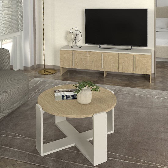 Έπιπλο τηλεόρασης Rebel Megapap χρώμα rota oak - sandstone 150x35x45εκ. Έπιπλο τηλεόρασης Rebel Megapap χρώμα rota oak - sandstone 150x35x45εκ.