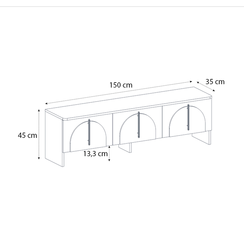 Έπιπλο τηλεόρασης Rebel Megapap χρώμα rota oak - sandstone 150x35x45εκ.