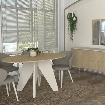 Τραπέζι Rebel Megapap χρώμα rota oak - sandstone 150x90x75εκ.