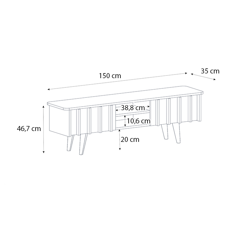 Έπιπλο τηλεόρασης Gemma Megapap χρώμα sepet oak 150x35x46,7εκ.