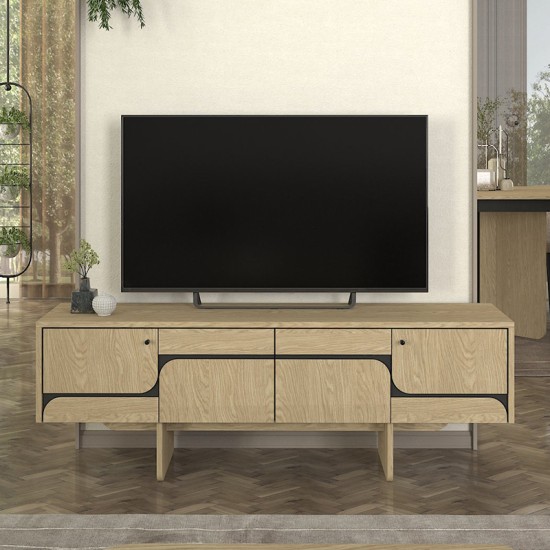 Έπιπλο τηλεόρασης Lava Megapap χρώμα rota oak - ανθρακί 150x35x51,3εκ. Έπιπλο τηλεόρασης Lava Megapap χρώμα rota oak - ανθρακί 150x35x51,3εκ.