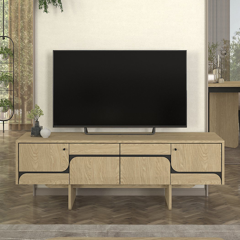 Έπιπλο τηλεόρασης Lava Megapap χρώμα rota oak - ανθρακί 150x35x51,3εκ.