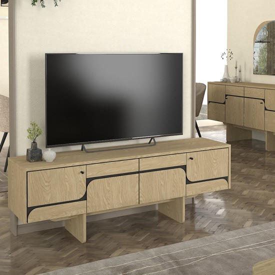 Έπιπλο τηλεόρασης Lava Megapap χρώμα rota oak - ανθρακί 150x35x51,3εκ. Έπιπλο τηλεόρασης Lava Megapap χρώμα rota oak - ανθρακί 150x35x51,3εκ.