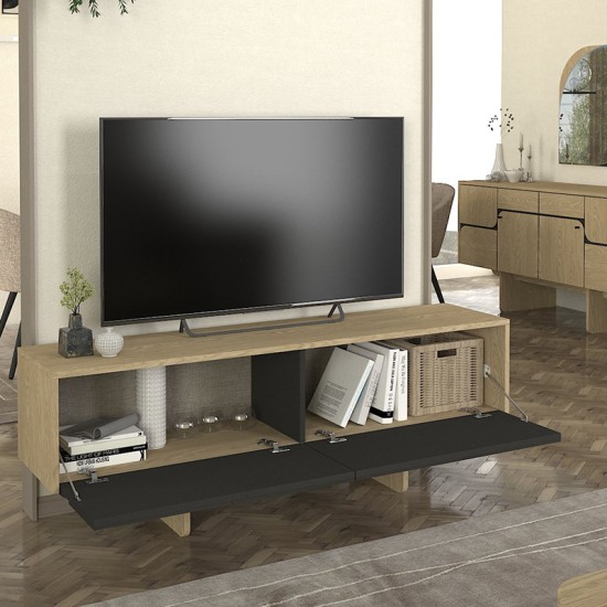 Έπιπλο τηλεόρασης Lava Megapap χρώμα rota oak - ανθρακί 150x35x51,3εκ. Έπιπλο τηλεόρασης Lava Megapap χρώμα rota oak - ανθρακί 150x35x51,3εκ.