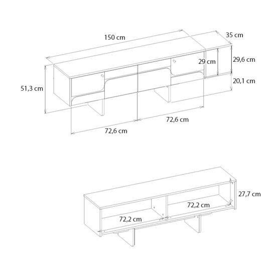 Έπιπλο τηλεόρασης Lava Megapap χρώμα rota oak - ανθρακί 150x35x51,3εκ. Έπιπλο τηλεόρασης Lava Megapap χρώμα rota oak - ανθρακί 150x35x51,3εκ.
