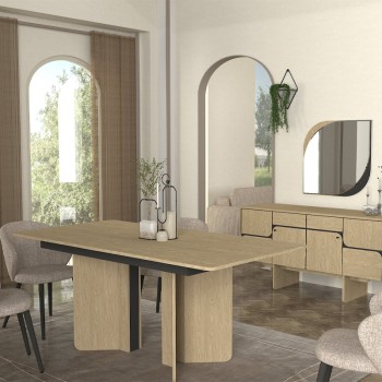 Τραπέζι Lava Megapap χρώμα rota oak - ανθρακί 180x90x76,8εκ.