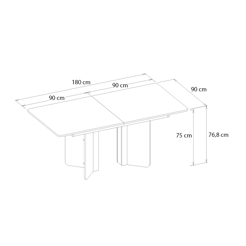 Τραπέζι Lava Megapap χρώμα rota oak - ανθρακί 180x90x76,8εκ.