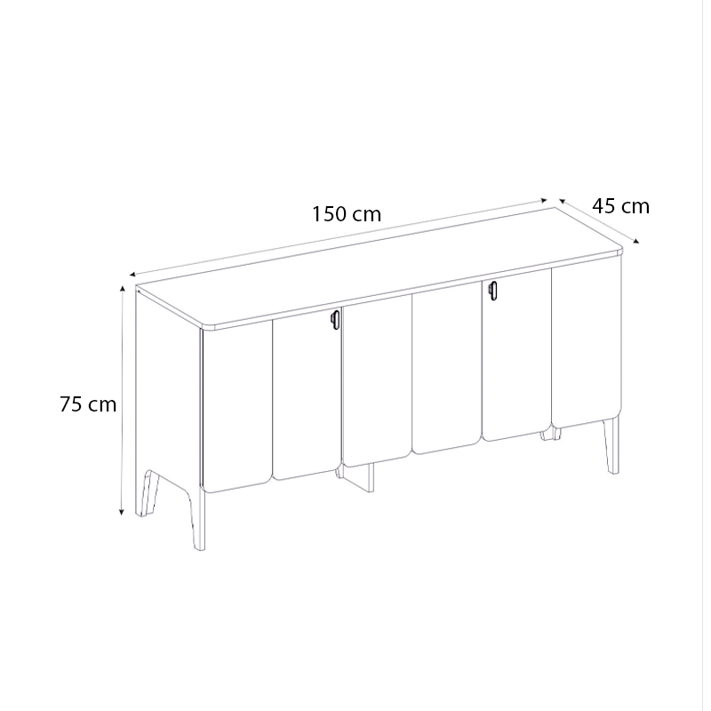 Μπουφές Pedro Megapap χρώμα ανθρακί - rota oak 150x45x75εκ.