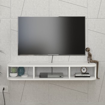 Έπιπλο τηλεόρασης επιτοίχιο Bask Megapap με LED χρώμα λευκό 120x29,6x19,2εκ.