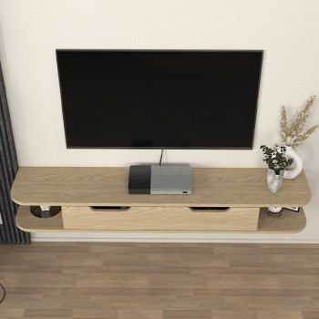 Έπιπλο τηλεόρασης επιτοίχιο Noland Megapap με LED χρώμα rota oak 150x35x19,2εκ.