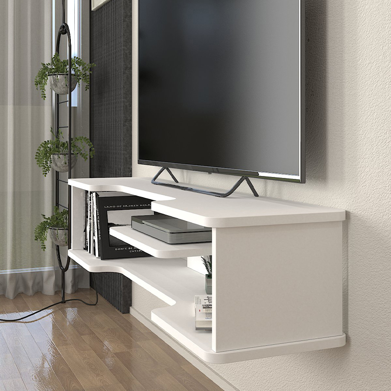 Έπιπλο τηλεόρασης επιτοίχιο Perry Megapap χρώμα λευκό 120x29,6x25,6εκ.