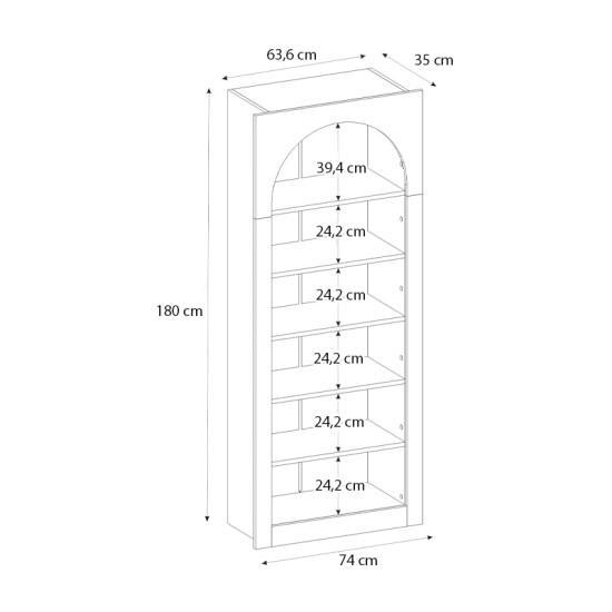 Βιβλιοθήκη Voila Megapap χρώμα λευκό 74x35x180εκ. Βιβλιοθήκη Voila Megapap χρώμα λευκό 74x35x180εκ.