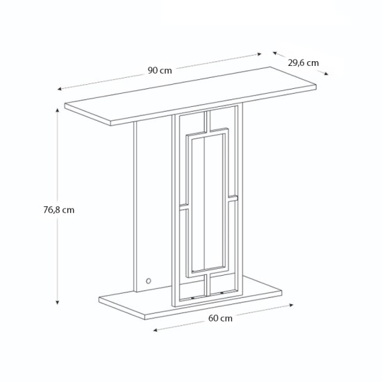 Κονσόλα Alderas Megapap χρώμα λευκό - travertine - χρυσό 90x29,6x76,8εκ.