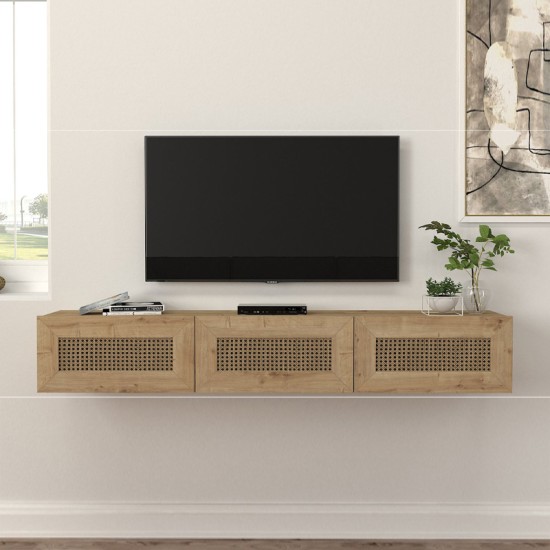 Έπιπλο τηλεόρασης επιτοίχιο Samuel Megapap χρώμα sapphire oak 180x31,4x28,6εκ. Έπιπλο τηλεόρασης επιτοίχιο Samuel Megapap χρώμα sapphire oak 180x31,4x28,6εκ.