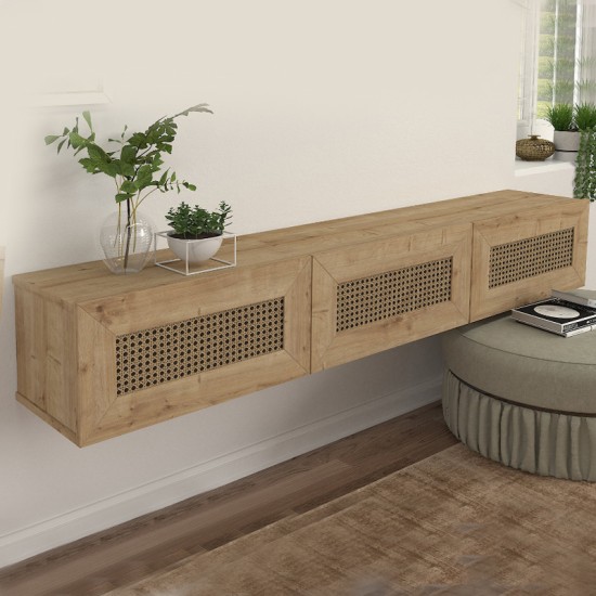 Έπιπλο τηλεόρασης επιτοίχιο Samuel Megapap χρώμα sapphire oak 180x31,4x28,6εκ. Έπιπλο τηλεόρασης επιτοίχιο Samuel Megapap χρώμα sapphire oak 180x31,4x28,6εκ.