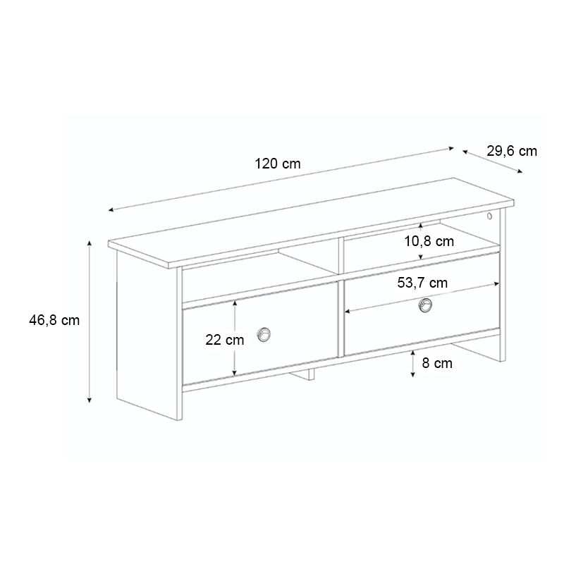 Έπιπλο τηλεόρασης Gradias Megapap χρώμα λευκό - sapphire oak 120x29,6x46,8εκ.