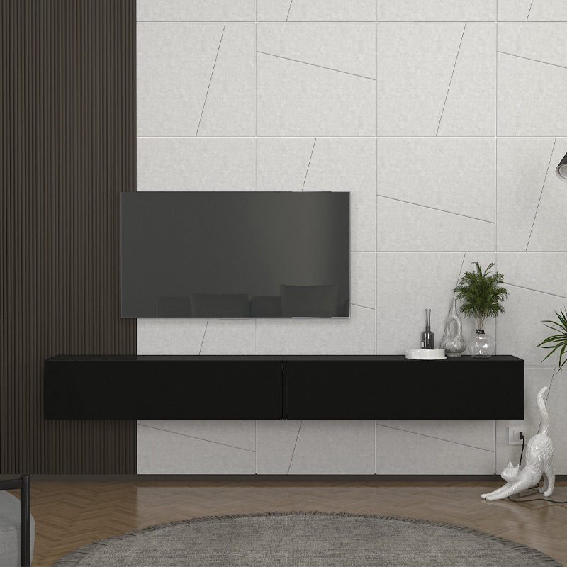 Έπιπλο τηλεόρασης επιτοίχιο Espanse Megapap χρώμα μαύρο 241,8x31,7x30εκ.