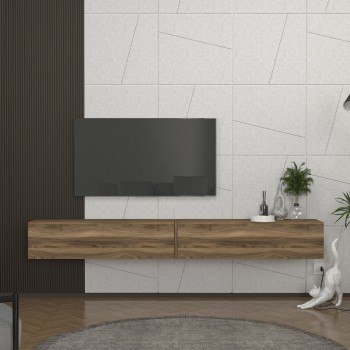 Έπιπλο τηλεόρασης επιτοίχιο Espanse Megapap χρώμα καρυδί 241,8x31,7x30εκ.