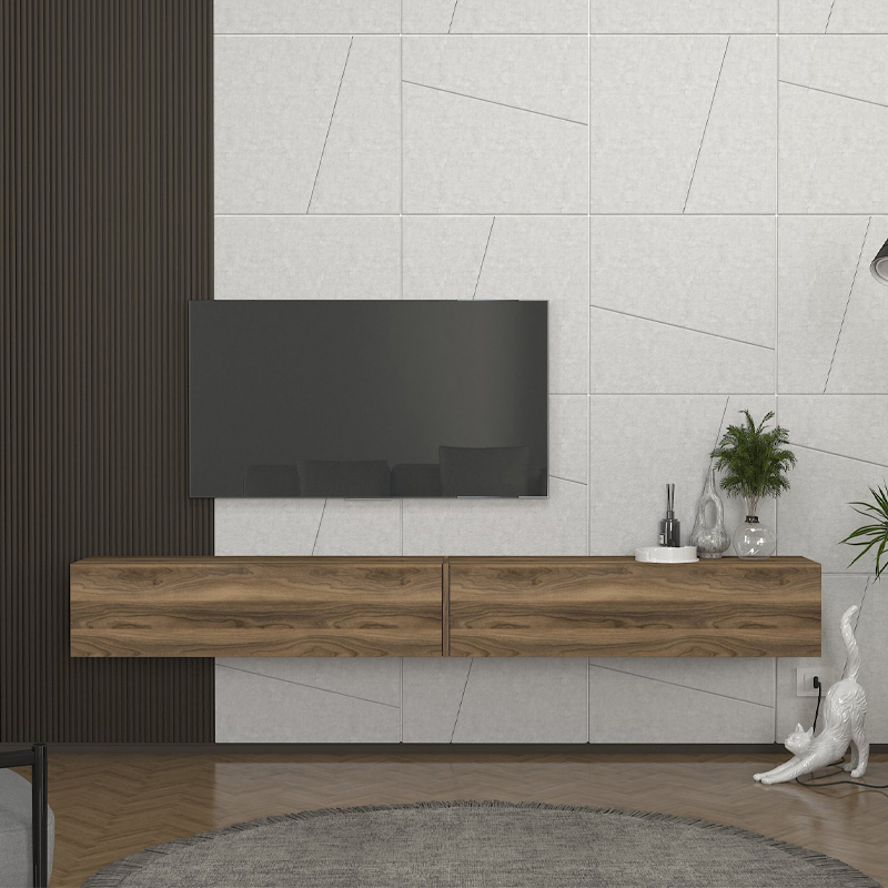 Έπιπλο τηλεόρασης επιτοίχιο Espanse Megapap χρώμα καρυδί 241,8x31,7x30εκ.