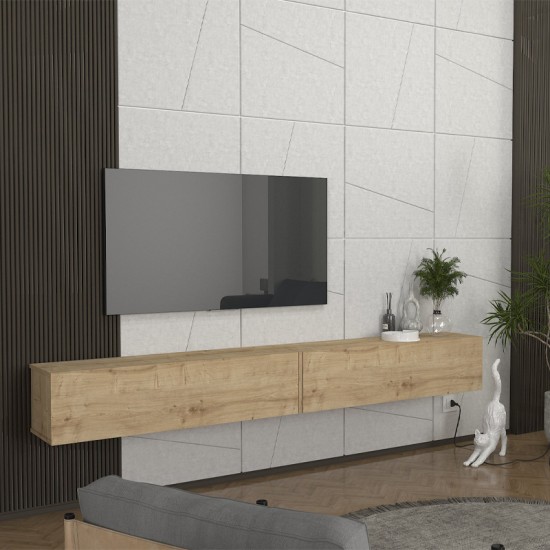 Έπιπλο τηλεόρασης επιτοίχιο Espanse Megapap χρώμα sapphire oak 241,8x31,7x30εκ. Έπιπλο τηλεόρασης επιτοίχιο Espanse Megapap χρώμα sapphire oak 241,8x31,7x30εκ.