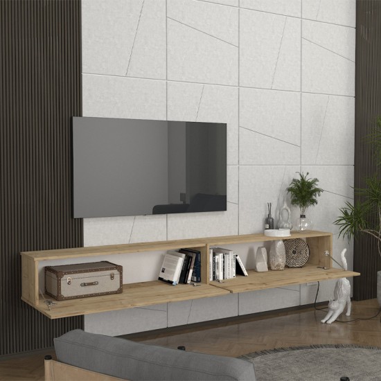 Έπιπλο τηλεόρασης επιτοίχιο Espanse Megapap χρώμα sapphire oak 241,8x31,7x30εκ. Έπιπλο τηλεόρασης επιτοίχιο Espanse Megapap χρώμα sapphire oak 241,8x31,7x30εκ.