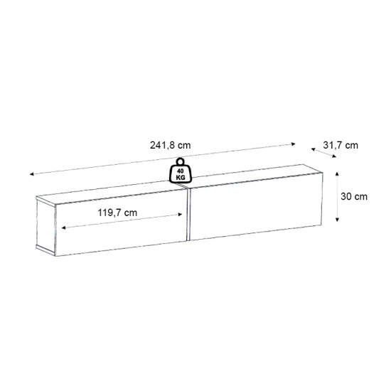 Έπιπλο τηλεόρασης επιτοίχιο Espanse Megapap χρώμα sapphire oak 241,8x31,7x30εκ. Έπιπλο τηλεόρασης επιτοίχιο Espanse Megapap χρώμα sapphire oak 241,8x31,7x30εκ.