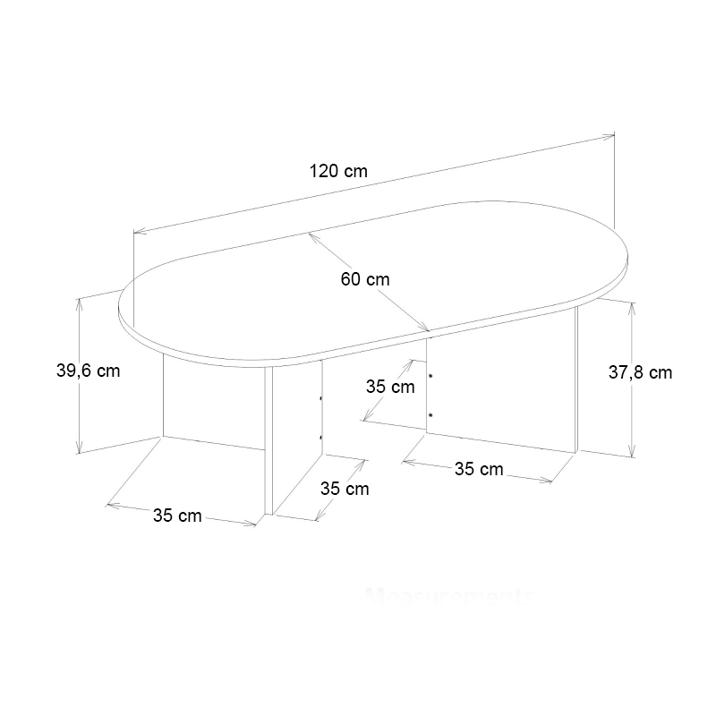 Τραπεζάκι σαλονιού Cortado Megapap χρώμα μαύρο 120x60x39,6εκ.