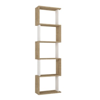 Βιβλιοθήκη Alvina Megapap χρώμα sapphire oak - λευκό 45x19,6x158,8εκ.