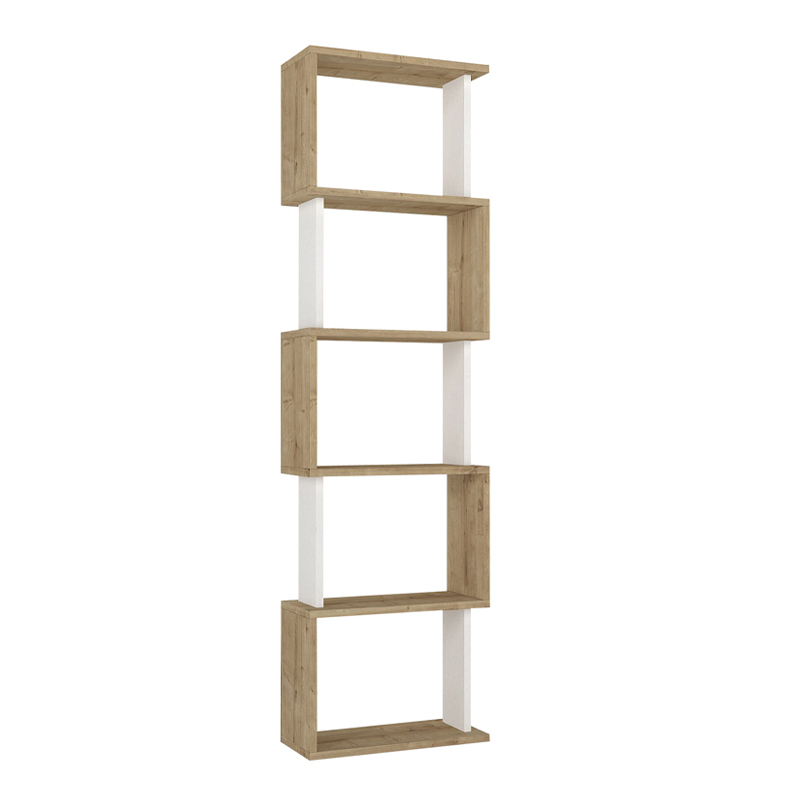 Βιβλιοθήκη Alvina Megapap χρώμα sapphire oak - λευκό 45x19,6x158,8εκ.