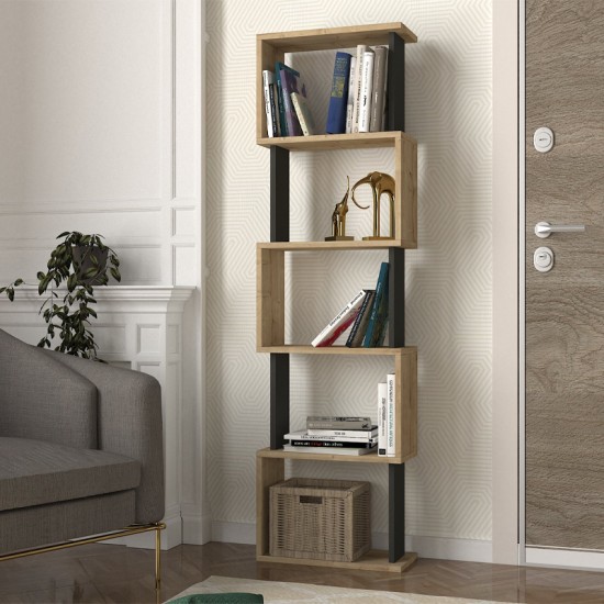 Βιβλιοθήκη Alvina Megapap χρώμα sapphire oak - ανθρακί 45x19,6x158,8εκ. Βιβλιοθήκη Alvina Megapap χρώμα sapphire oak - ανθρακί 45x19,6x158,8εκ.