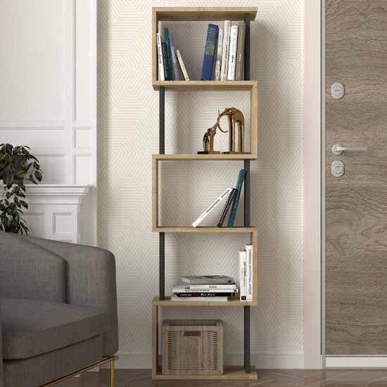 Βιβλιοθήκη Alvina Megapap χρώμα sapphire oak - ανθρακί 45x19,6x158,8εκ. Βιβλιοθήκη Alvina Megapap χρώμα sapphire oak - ανθρακί 45x19,6x158,8εκ.