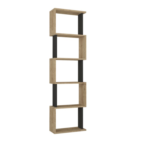 Βιβλιοθήκη Alvina Megapap χρώμα sapphire oak - ανθρακί 45x19,6x158,8εκ. Βιβλιοθήκη Alvina Megapap χρώμα sapphire oak - ανθρακί 45x19,6x158,8εκ.