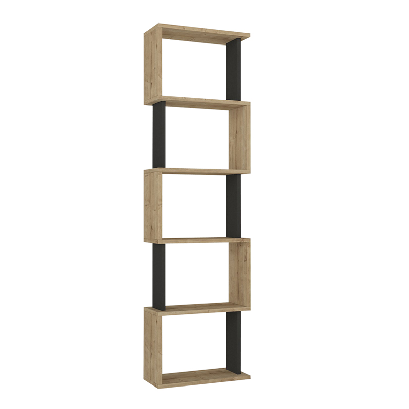 Βιβλιοθήκη Alvina Megapap χρώμα sapphire oak - ανθρακί 45x19,6x158,8εκ.