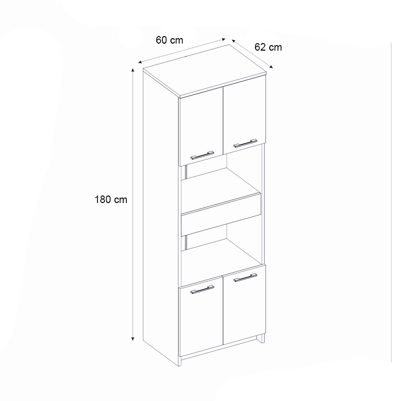Ντουλάπι κουζίνας - μπάνιου Alvento Megapap χρώμα λευκό 60x42x180εκ.