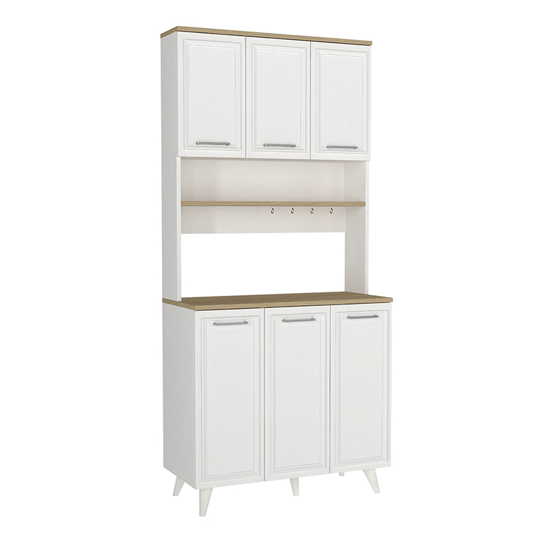 Έπιπλο κουζίνας Potter 3 Megapap χρώμα λευκό - rota oak 90x40x196,1εκ.