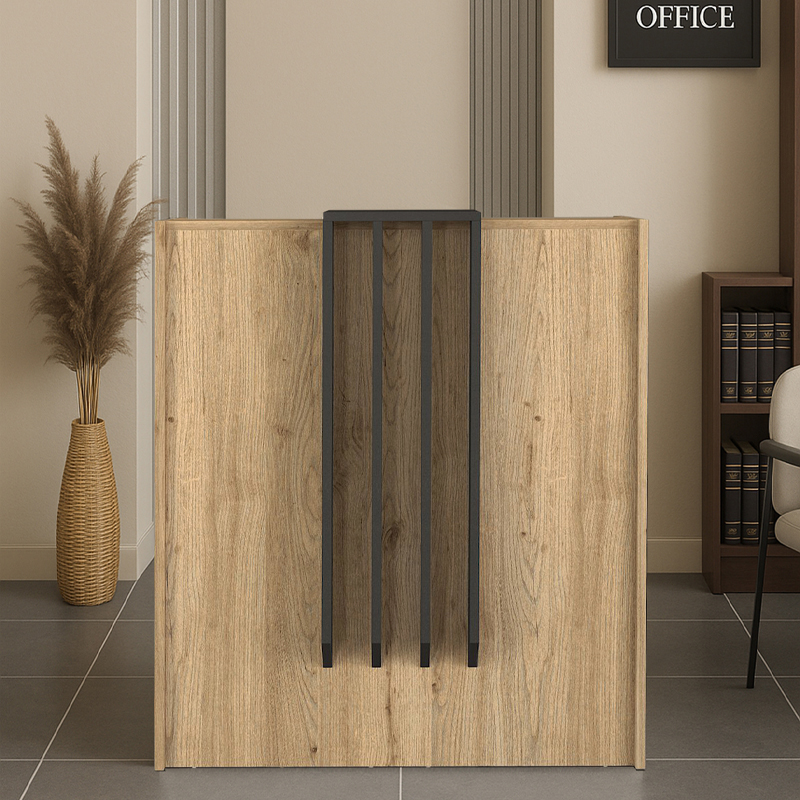 Γραφείο υποδοχής - reception Hola Megapap χρώμα sepet oak - ανθρακί 93,6x45,2x110,3εκ.