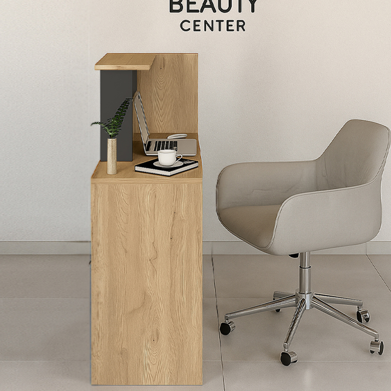 Γραφείο υποδοχής - reception Enter Megapap χρώμα sepet oak - ανθρακί 86,9x40x110,3εκ.