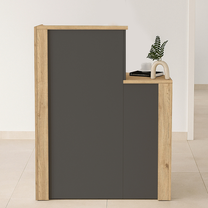 Γραφείο υποδοχής - reception Enter Megapap χρώμα sepet oak - ανθρακί 86,9x40x110,3εκ.