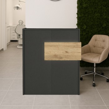 Γραφείο υποδοχής - reception Aloha Megapap με LED χρώμα ανθρακί - sepet oak 95,5x40x110,3εκ.